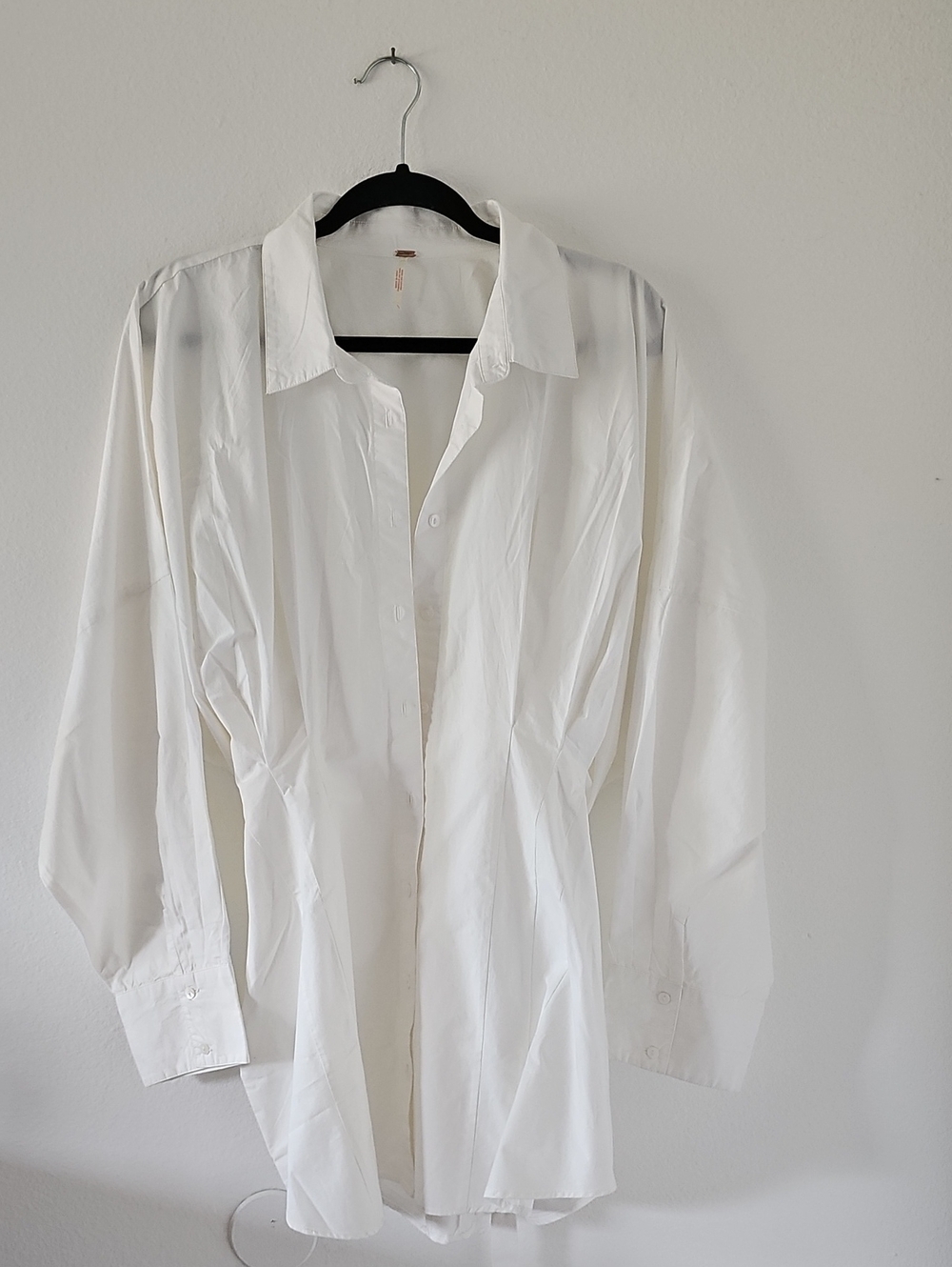 ●●FREE PEOPLE POPLIN WHITE BUTTON DOWN SHIRT 100%COTTON NWOT S. XL●●